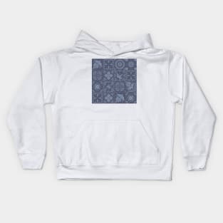 Opaque Blue Talavera Tile Pattern by Akbaly Kids Hoodie